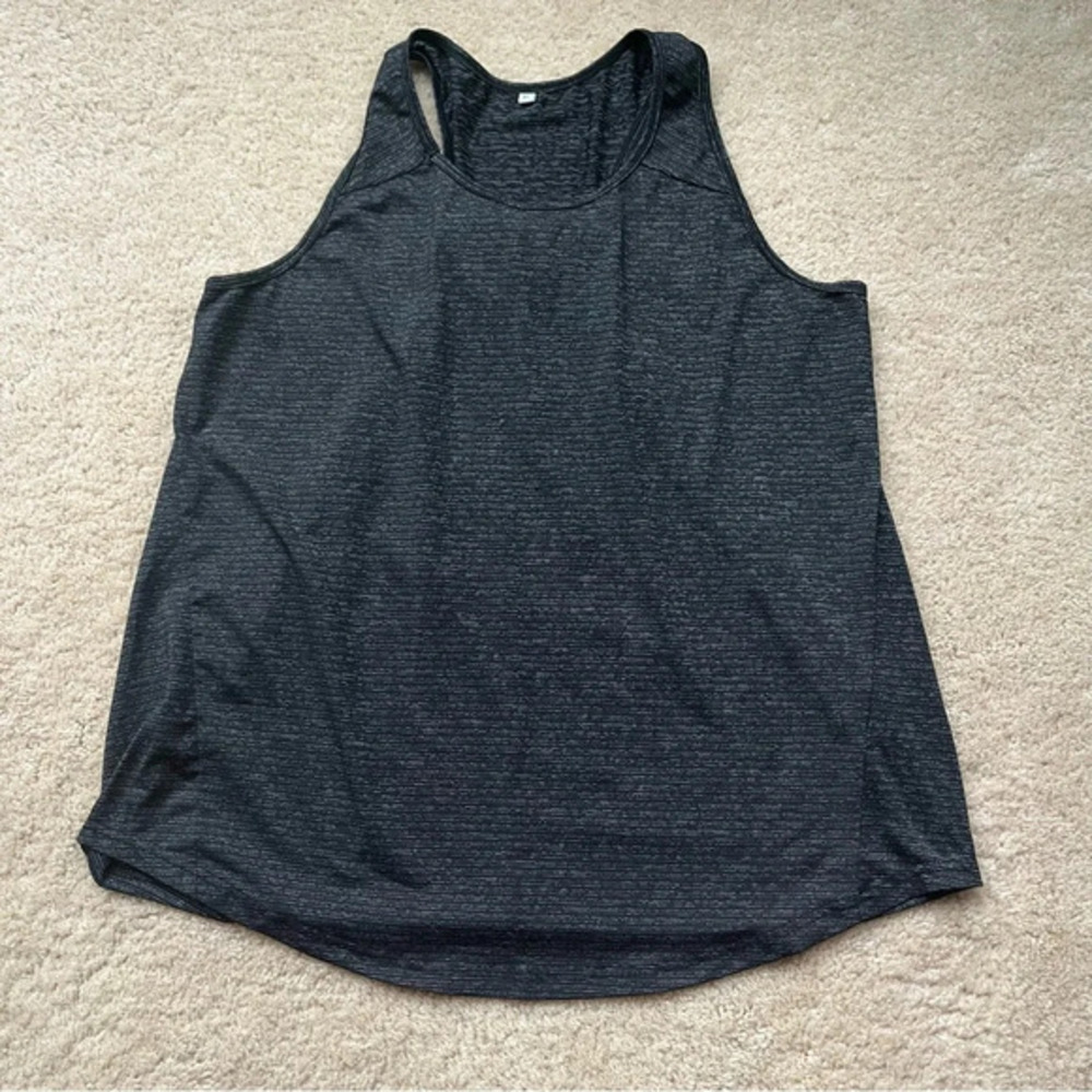 Unbranded Women’s Black Striped Athletic Fitted  Stretch Tank Top - XL - VGUC